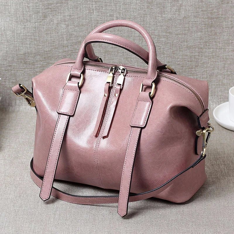 100% Genuine Leather Large Crossbody Shopping Tote - Nitamoje