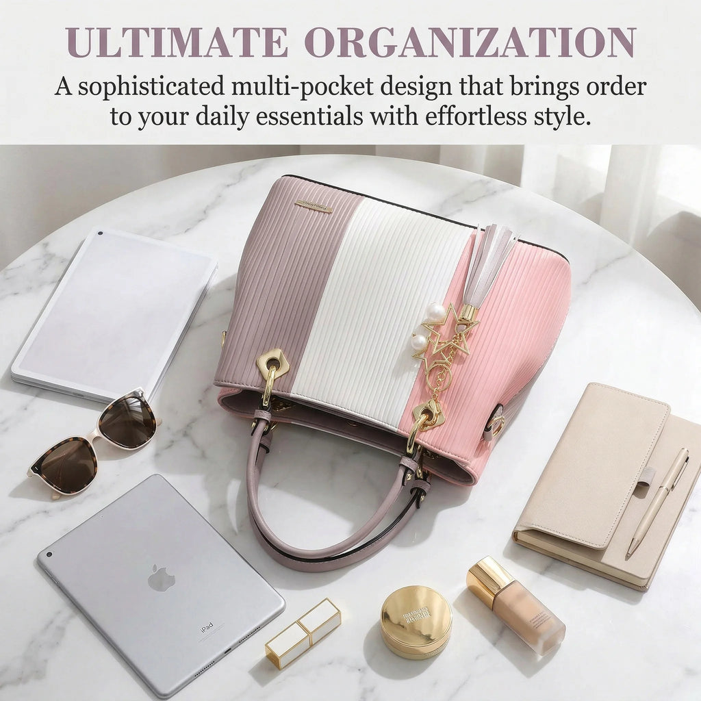 PU Leather Waterproof Multi-Pocket Tote Bag