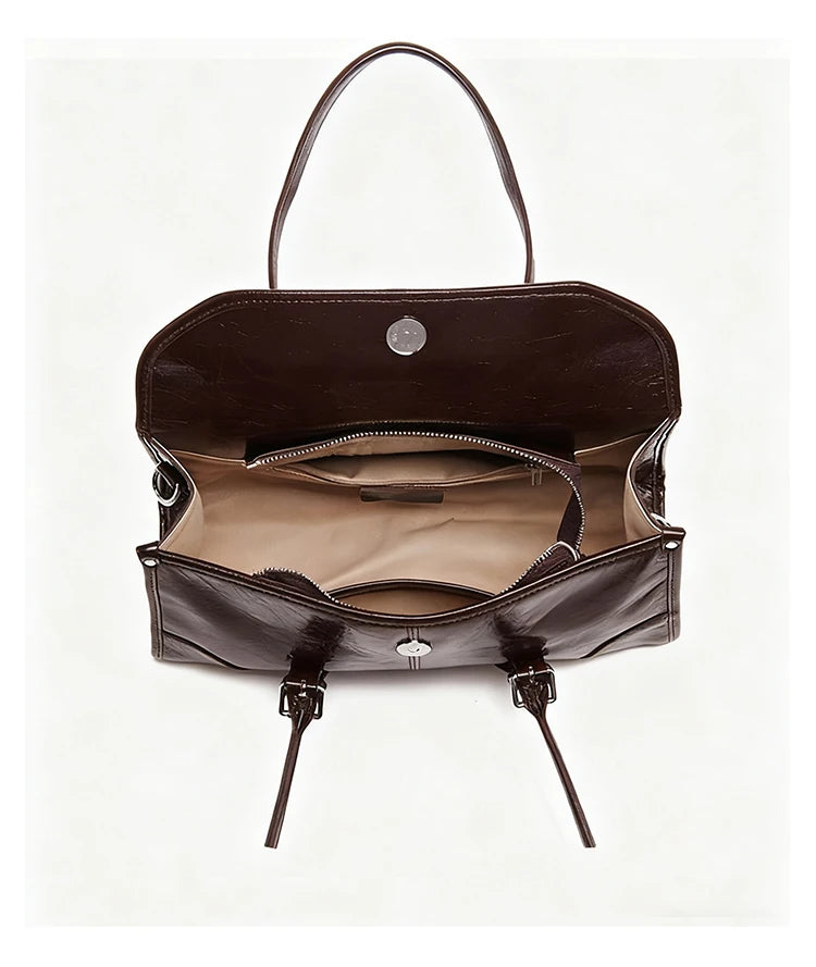Women's Oversized Genuine Leather Retro Underarm Shoulder Bag