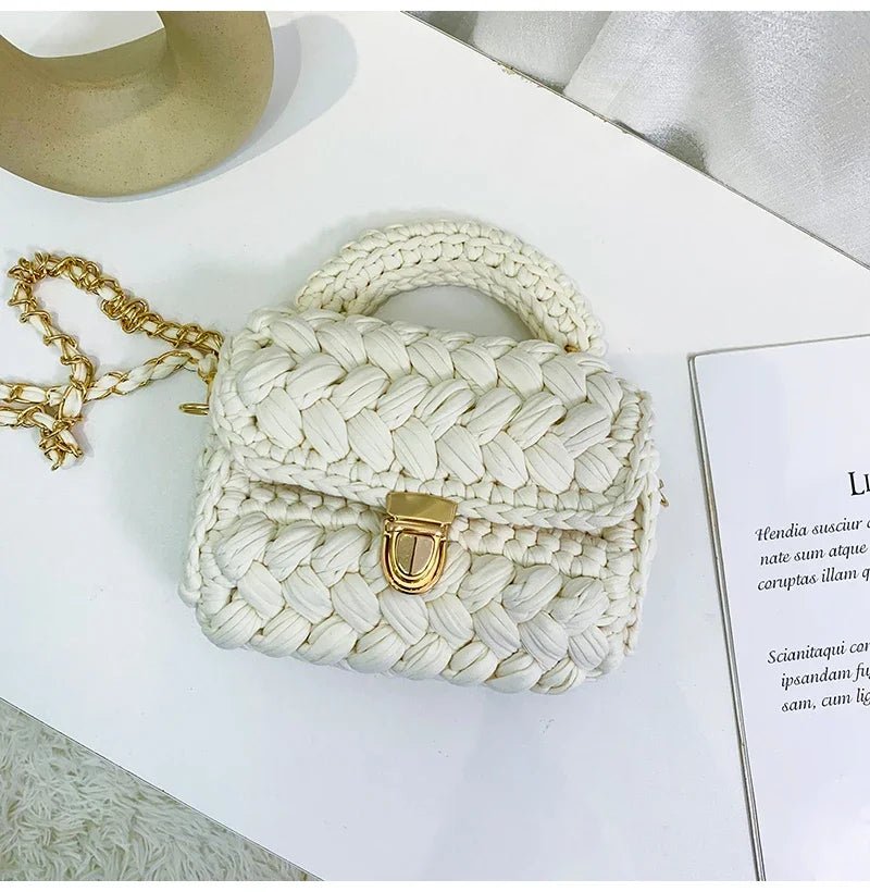 DIY Knitted Rope Woven Chain Shoulder Bag - Nitamoje