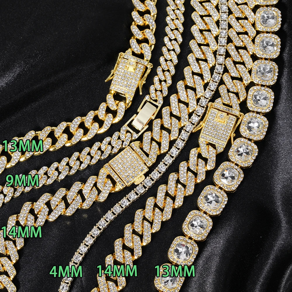 Men's 3-Piece Cuban Chain Watch & Bracelet Jewelry Set