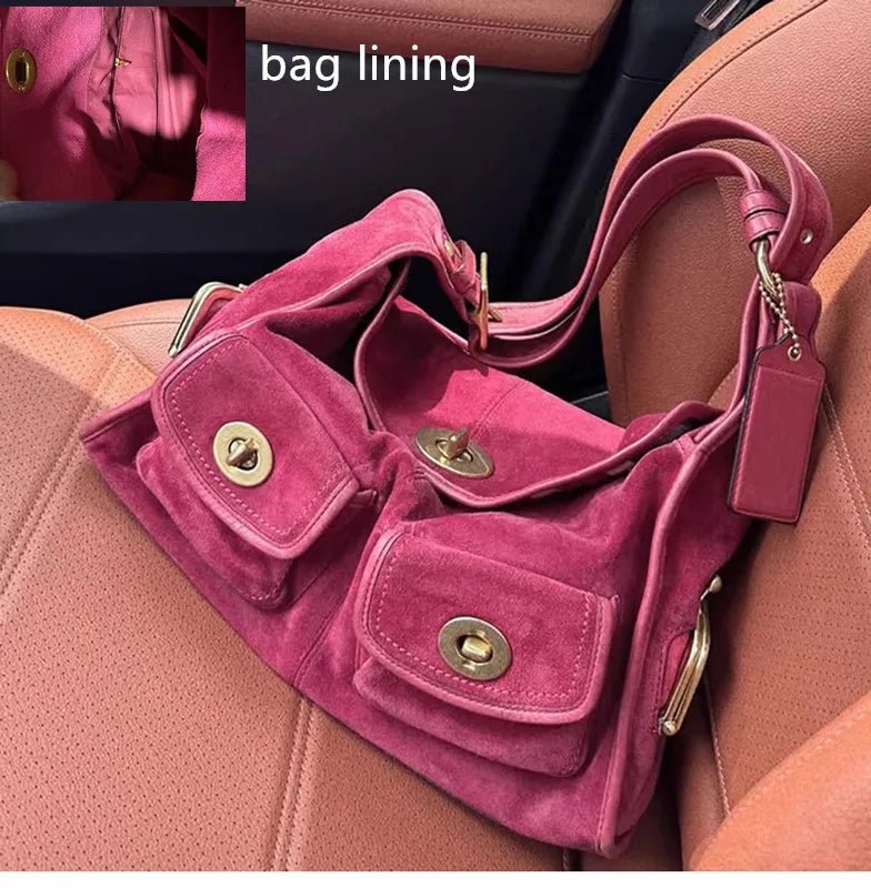 Women's Vintage Suede Pillow Crossbody Shoulder Bag - Nitamoje