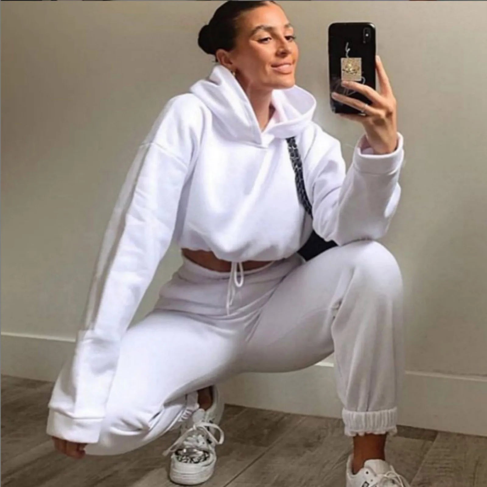 Winter Tracksuit Women Two Piece Set - Oversized Hoodie Sweatpants Solid Color Sportswear Suit |Casual Sweatshirt Trouser Set