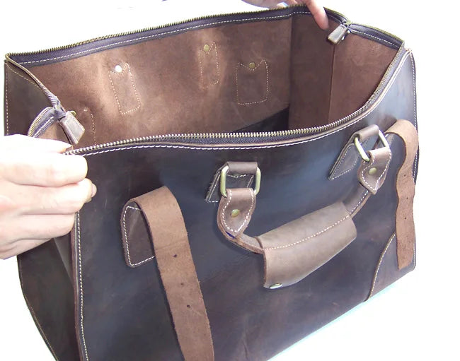 Vintage Crazy Horse Leather Duffle Bag