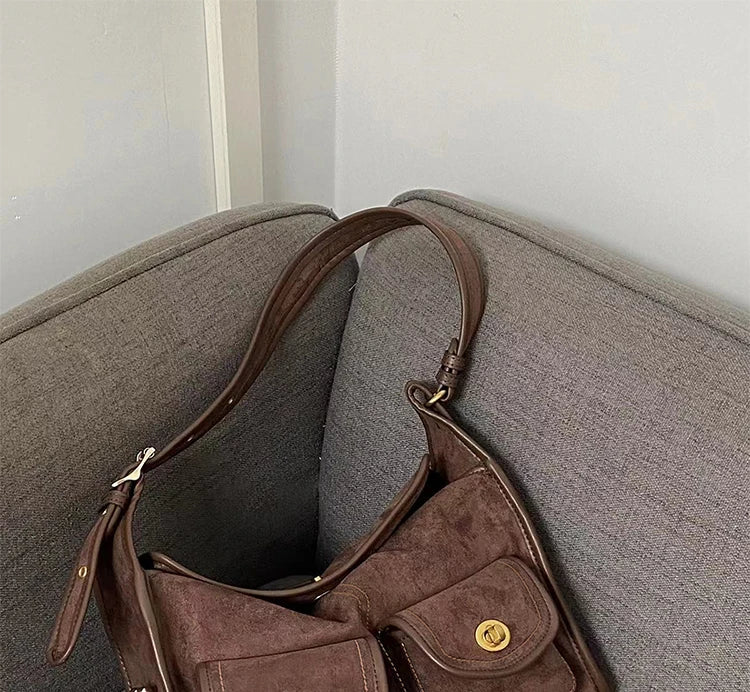 Suede Pillow Shoulder Crossbody Bag