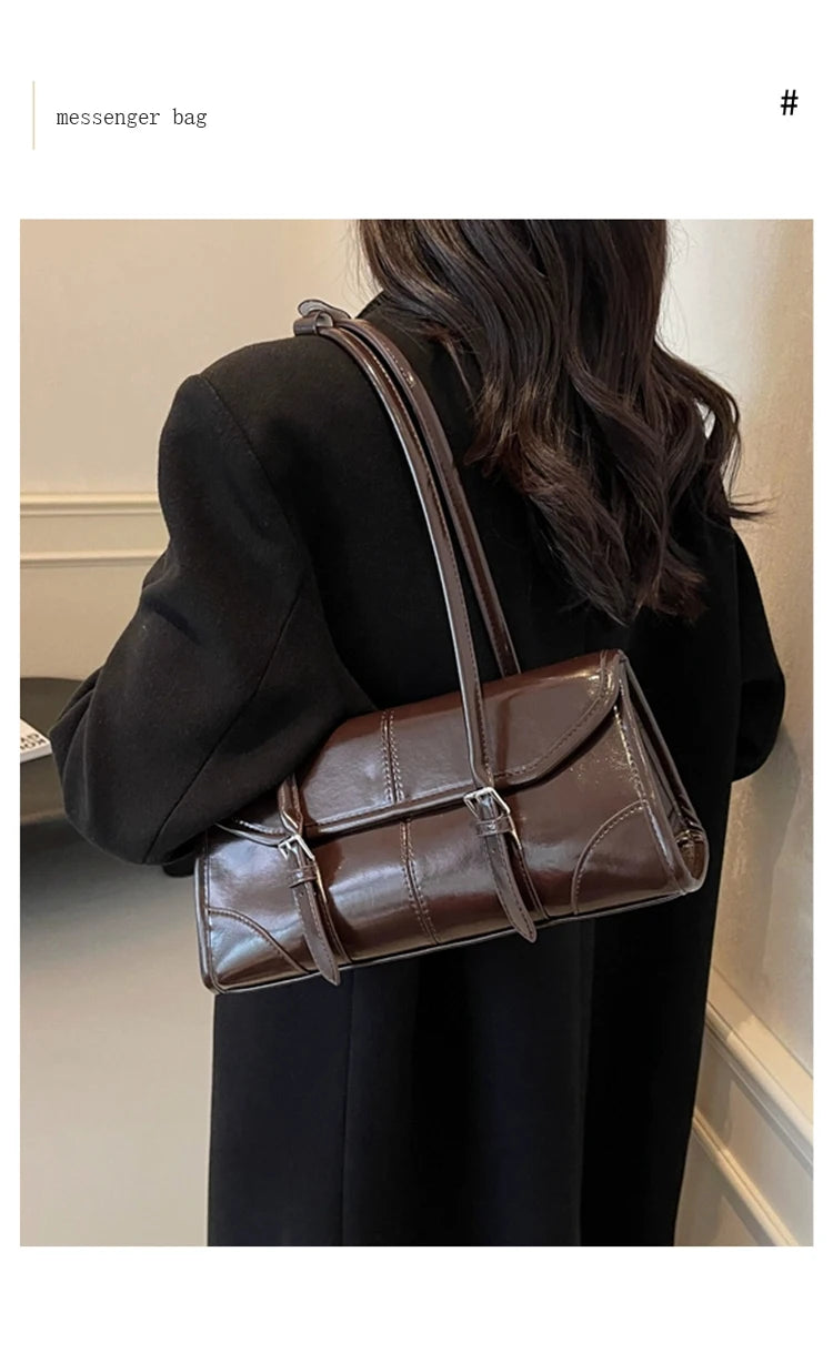 Women's Oversized Genuine Leather Retro Underarm Shoulder Bag