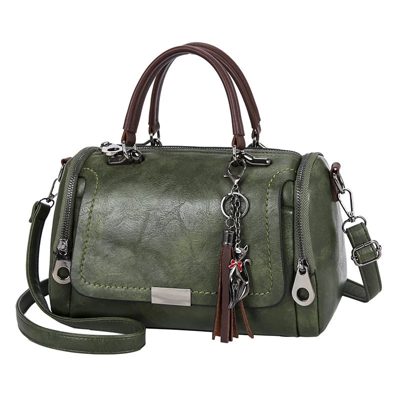 Tassel Decor Large Capacity Boston Crossbody