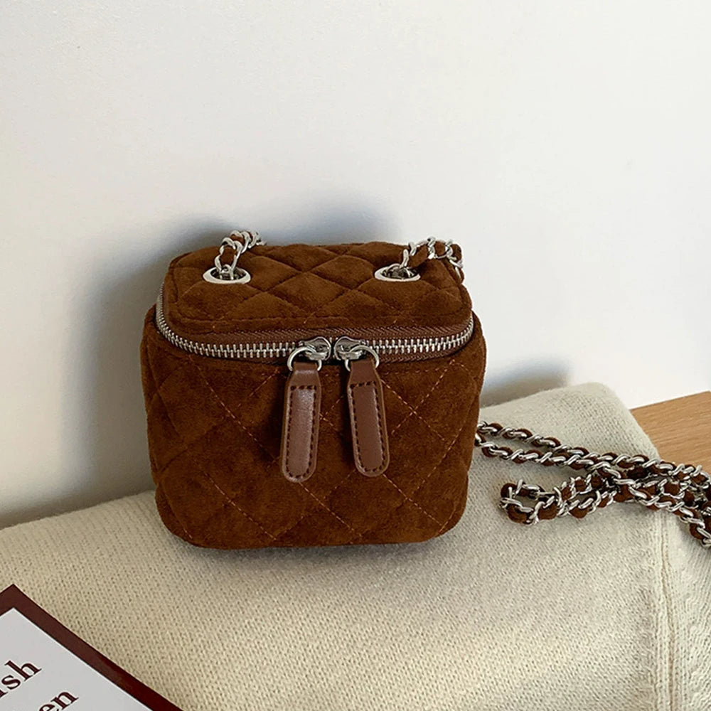 Mini Denim Chain Box Crossbody Bag