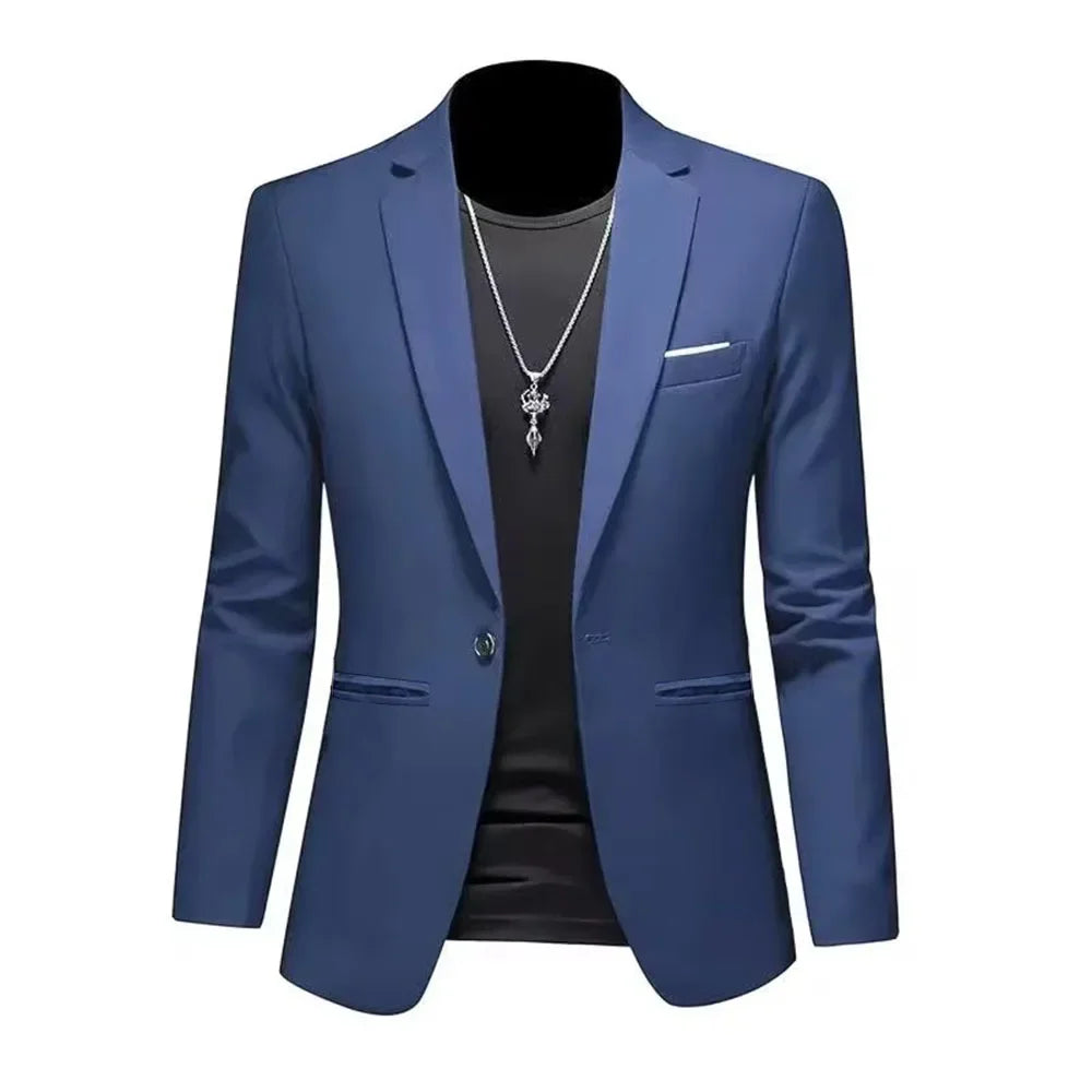Men's Trendy Leisure Boutique Suit Jacket  Autumn Casual Business flattering Fit Non-ironing Single Button Suit Solid Formal Blouse