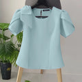 Puff Sve Bow Office Tunic Blouse
