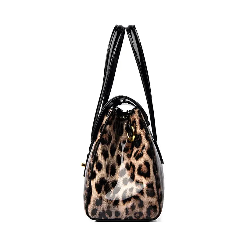Leopard Print Patent Leather Luxury Crossbody Bag