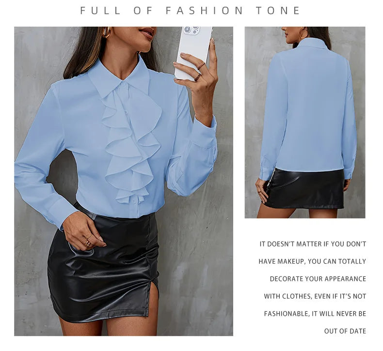 Ruffled Long Sve Work Blouse