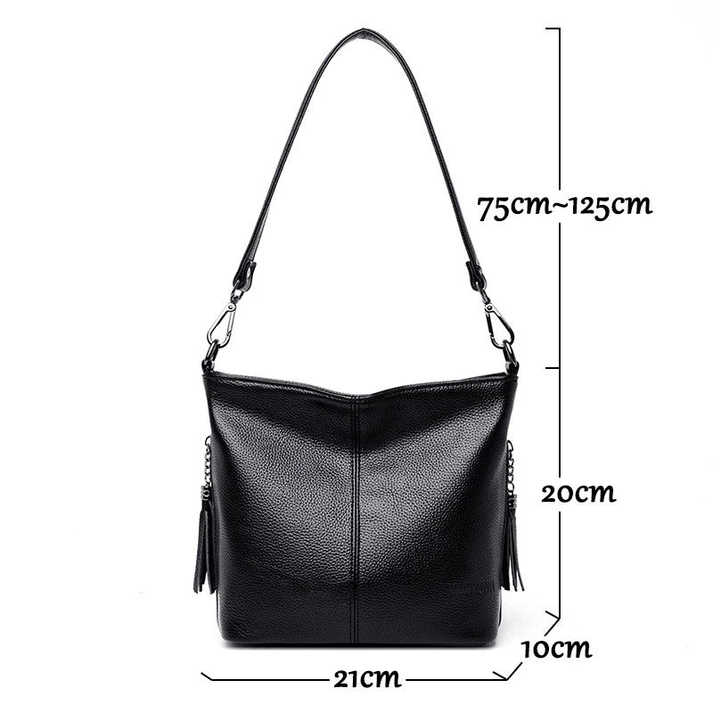 Solid Color High Quality Leather Tote Bag