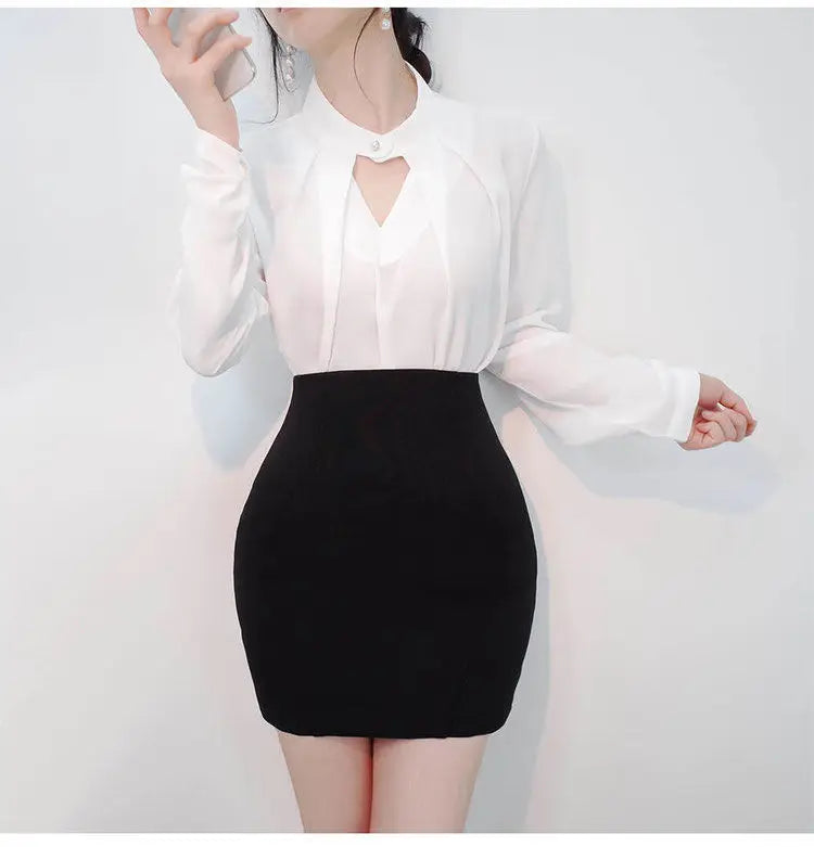 Solid Blouses Women Chiffon Shirts Long Sve flattering Hollow chic All-match Basic Spring Summer Tops Thin Chic Elegant Female Ins