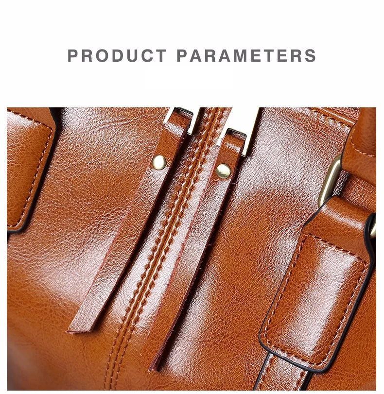 100% Genuine Leather Large Crossbody Shopping Tote