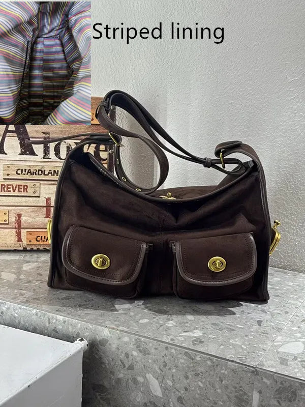 Women's Vintage Suede Pillow Crossbody Shoulder Bag