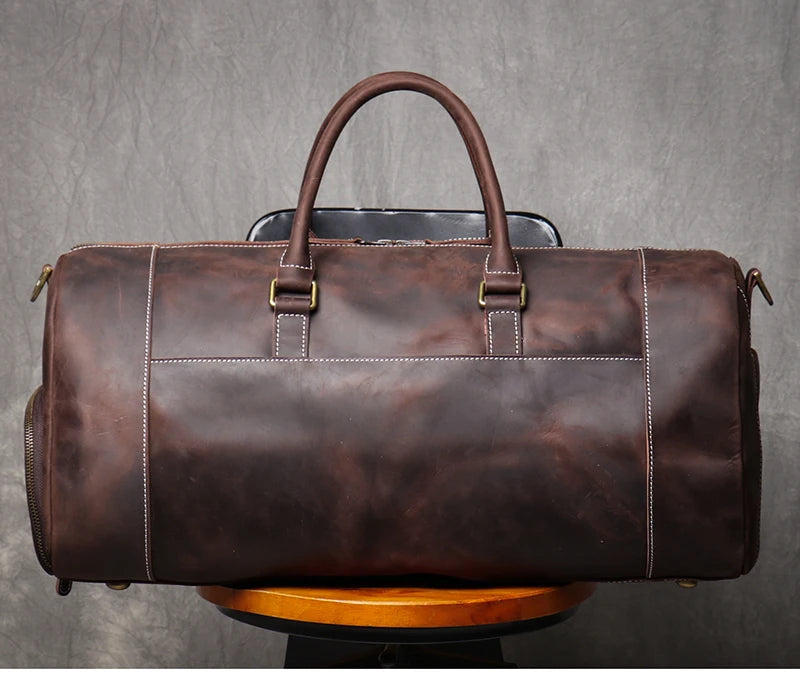 Vintage Crazy Horse Leather Duffle Bag