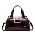 2-Layer Large Capacity Crocodile Pattern Boston Bag