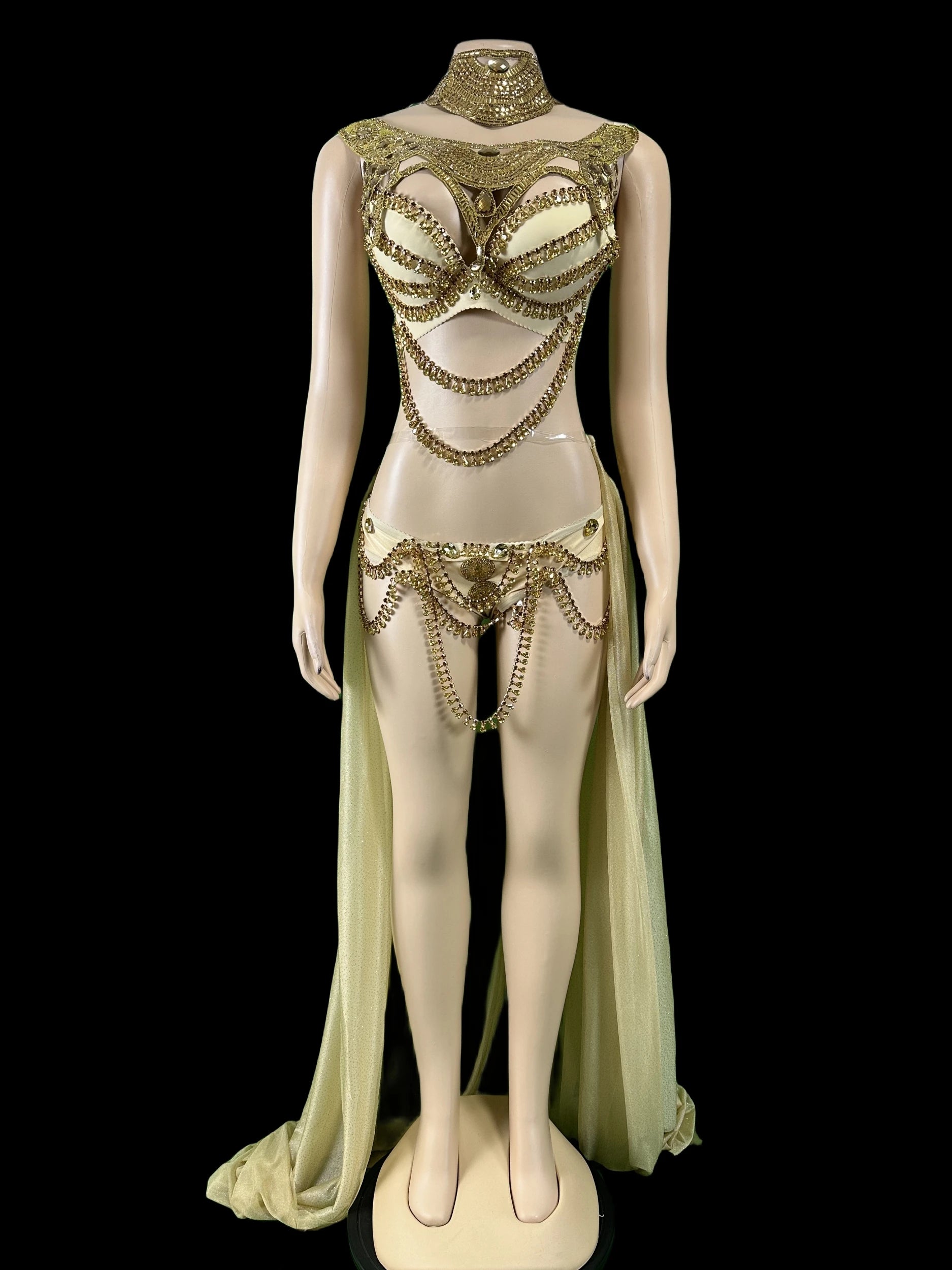Women's Dance Bikini Set Rhinestone Crystal Mermaid Stage Wear