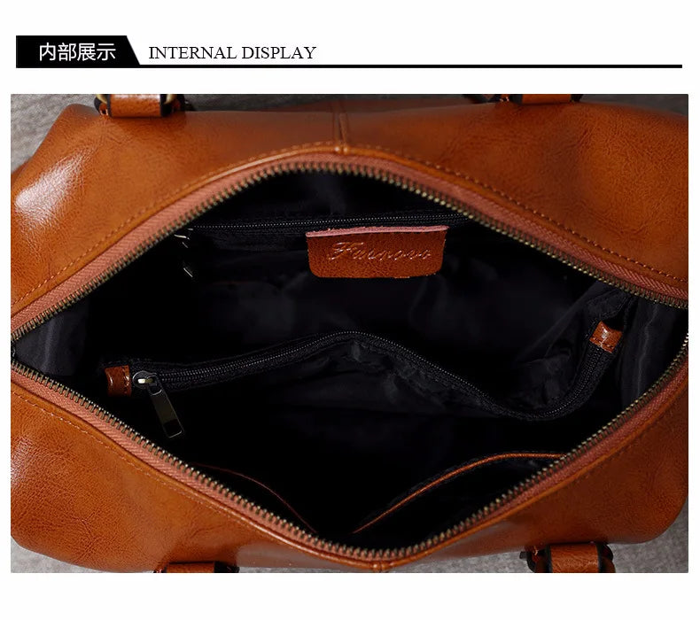 100% Genuine Leather Large Crossbody Shopping Tote