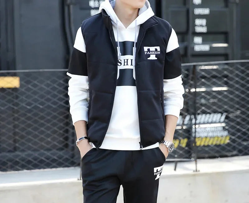 Men's 3-Piece Hoodie, Vest & Pants Set