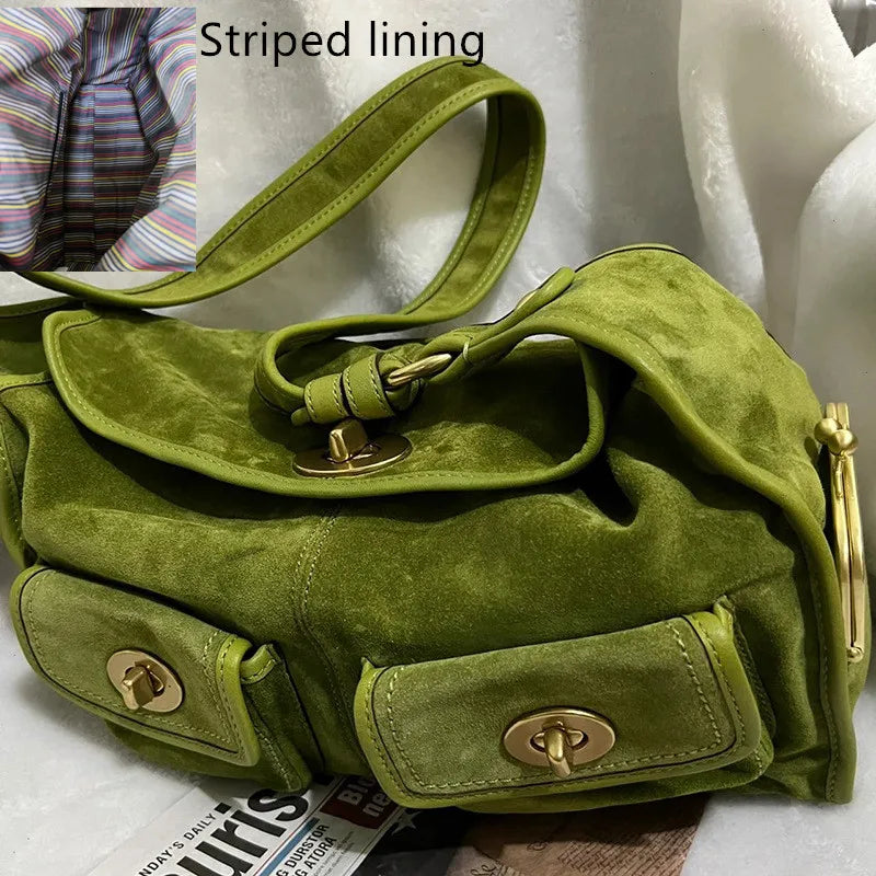 Suede Pillow Shoulder Crossbody Bag