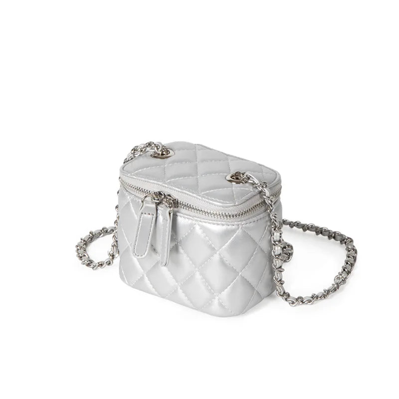 Mini Denim Chain Box Crossbody Bag