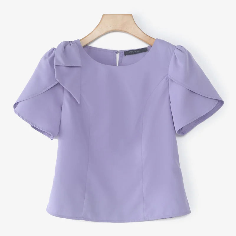 Puff Sve Bow Office Tunic Blouse