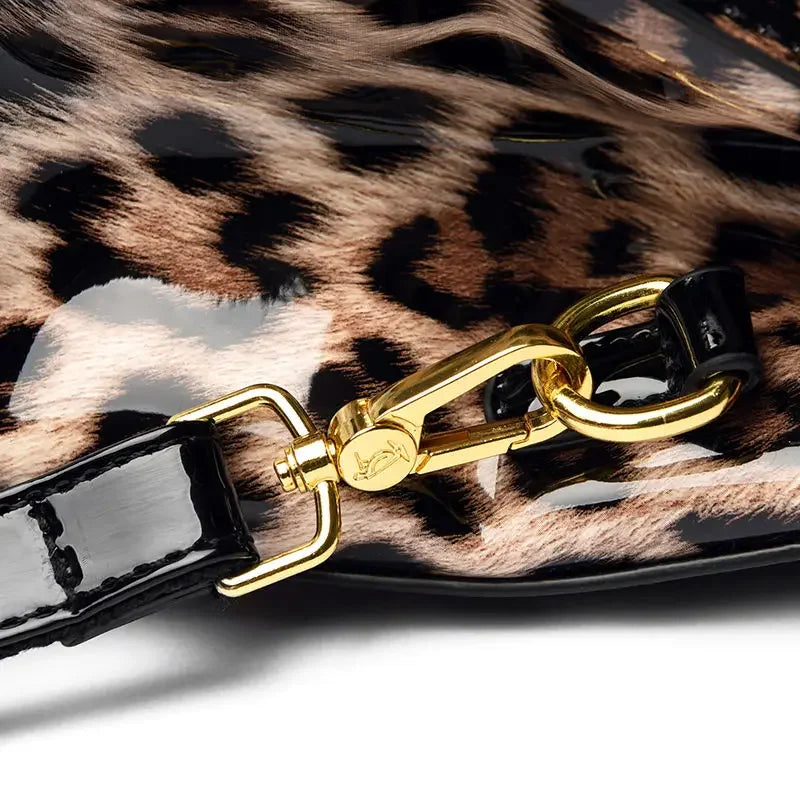 Leopard Print Patent Leather Luxury Crossbody Bag