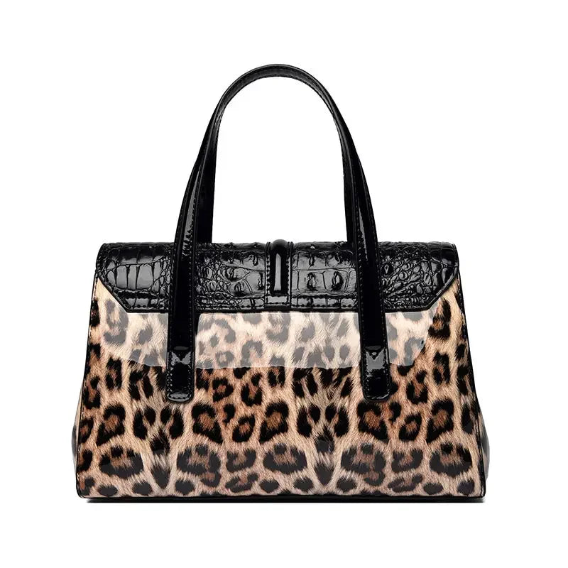 Leopard Print Patent Leather Luxury Crossbody Bag