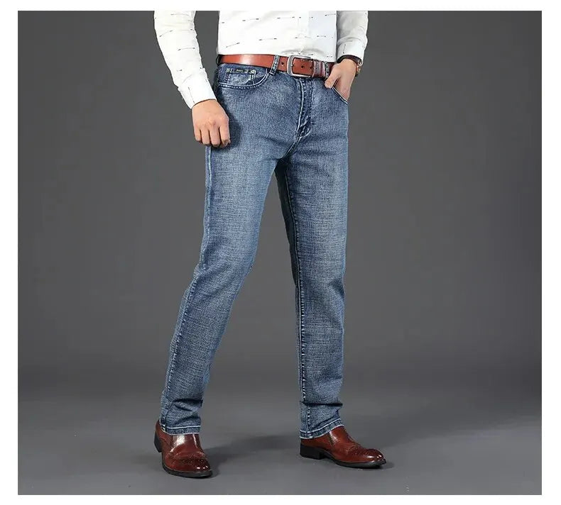 Wthin Business Men's Jeans | Casual Straight Stretch Fashion Classic Blue Black Denim Trousers