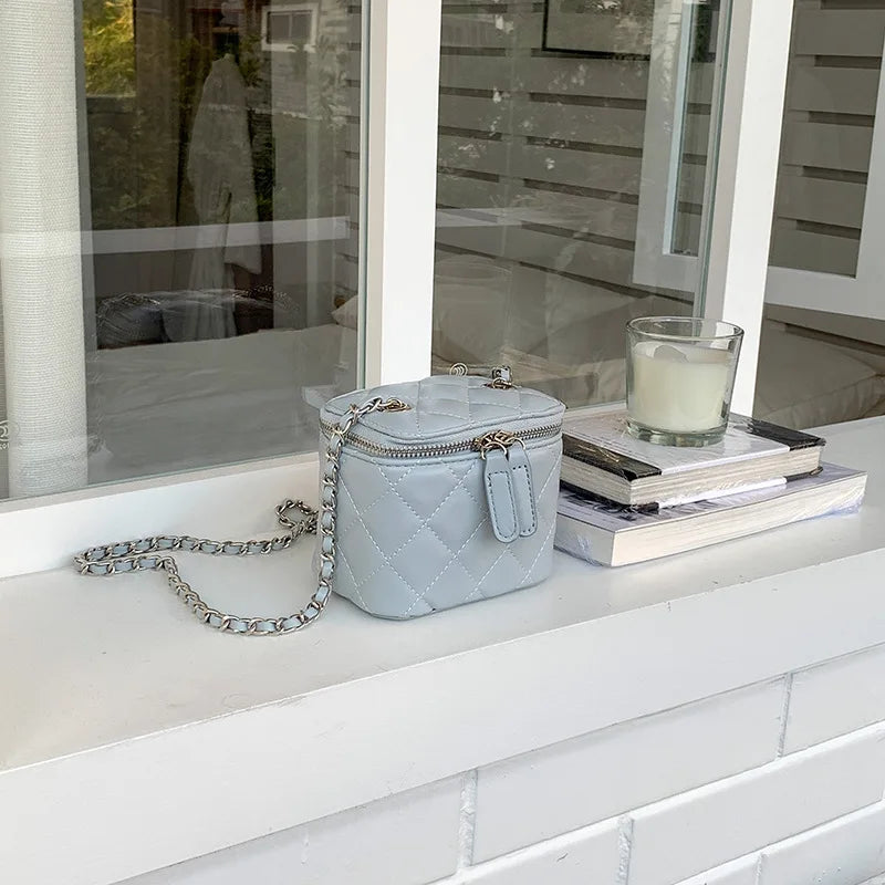 Mini Denim Chain Box Crossbody Bag