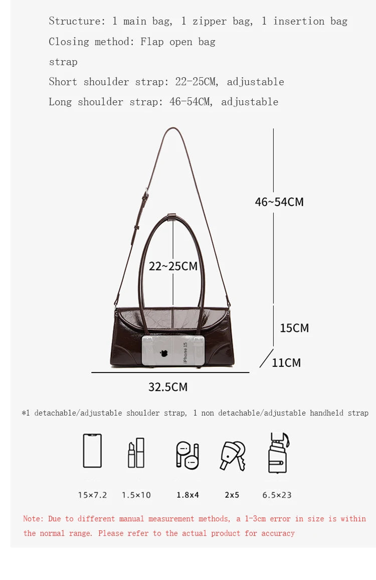 Women's Oversized Genuine Leather Retro Underarm Shoulder Bag