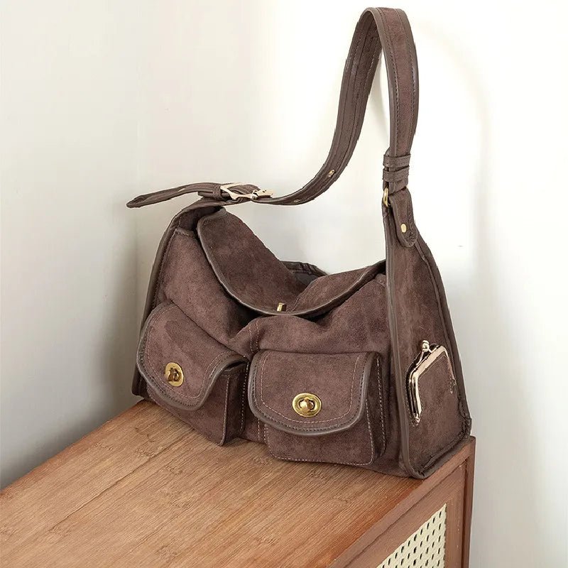 Women's Vintage Suede Pillow Crossbody Shoulder Bag - Nitamoje