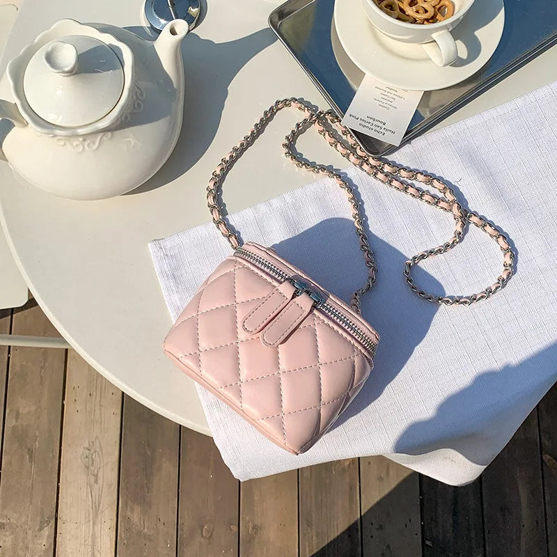 Mini Denim Chain Box Crossbody Bag