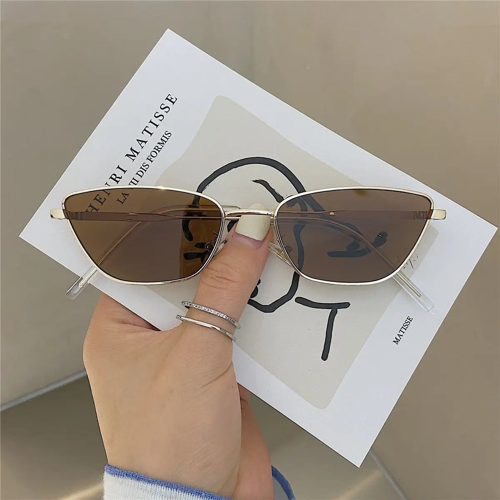 Fashion Cat Eye Sunglasses for Women Classic Anti-Reflective Vintage Square Metal Frame Sun Glasses Driving Eyewear UV400 Очки