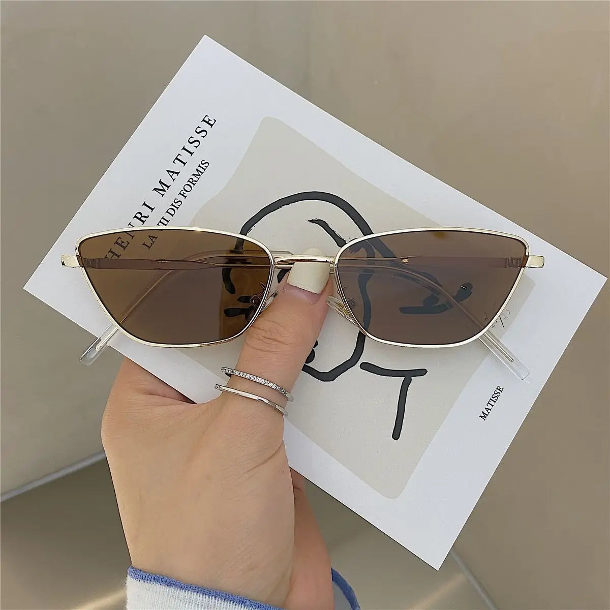 Fashion Cat Eye Sunglasses for Women Classic Anti-Reflective Vintage Square Metal Frame Sun Glasses Driving Eyewear UV400 Очки