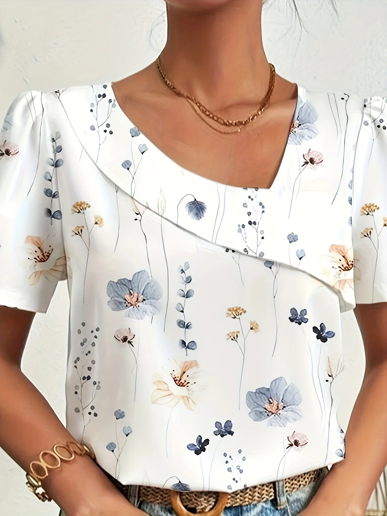 Printed Long Sve Holiday Blouse