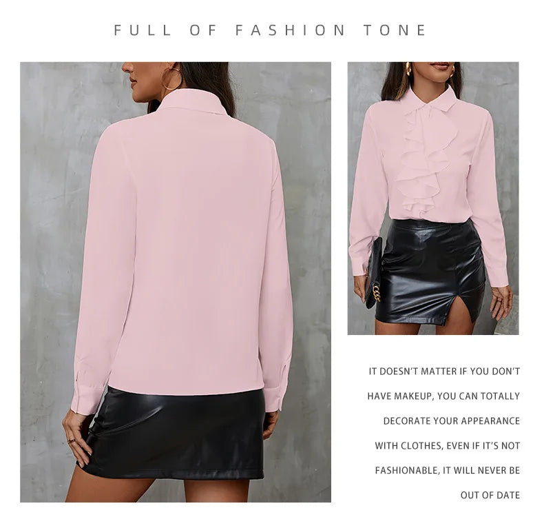 Ruffled Long Sve Work Blouse