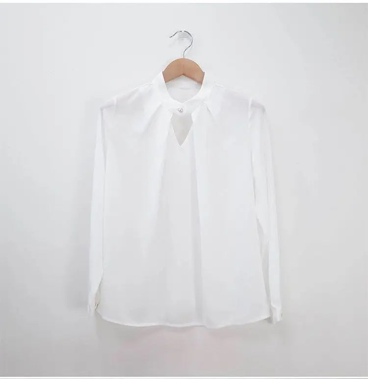 Solid Blouses Women Chiffon Shirts Long Sve flattering Hollow chic All-match Basic Spring Summer Tops Thin Chic Elegant Female Ins