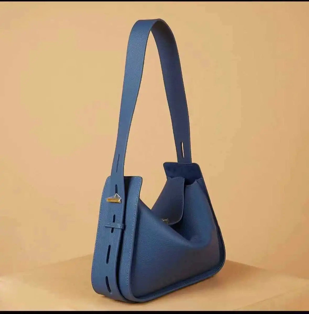 Niche Luxury Cowhide Wide Strap Large Capacity Shoulder Bag - Nitamoje