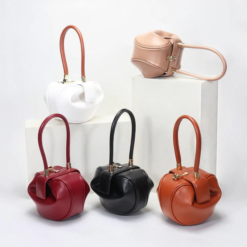 Hifashion Cowhide Mini Cloud Dumpling Evening Clutch