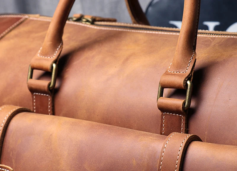 Vintage Crazy Horse Leather Duffle Bag