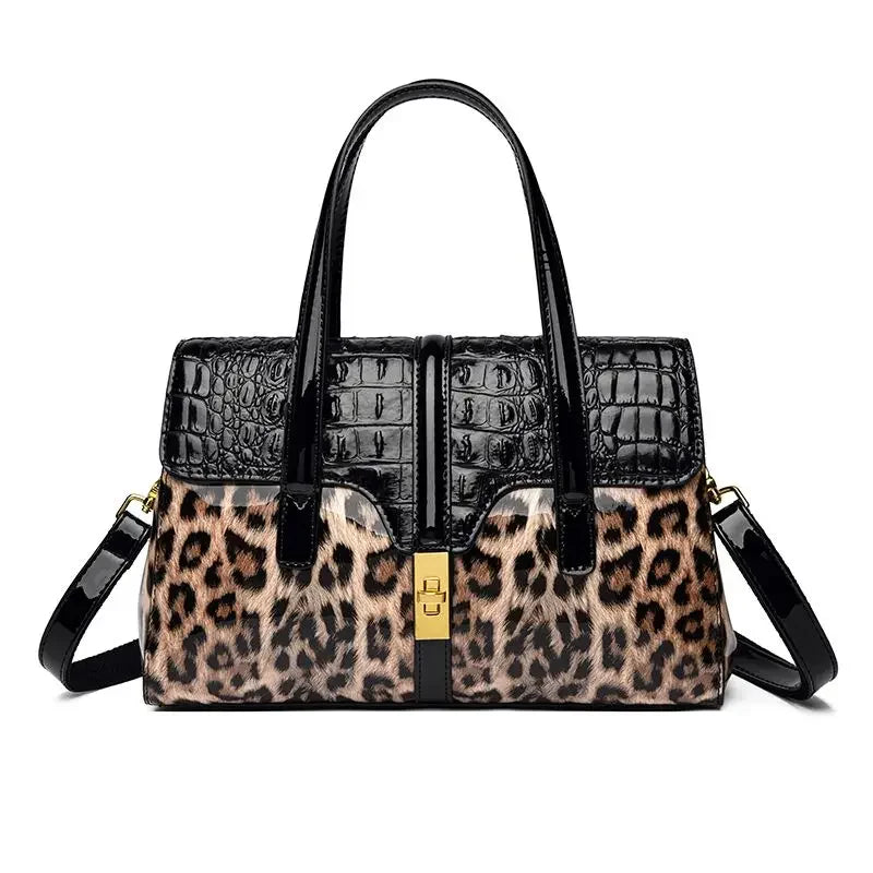 Leopard Print Patent Leather Luxury Crossbody Bag