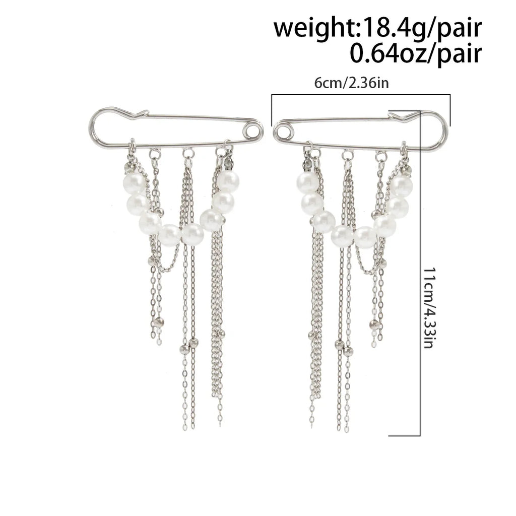 Retro Sweet Imitation Pearl Metal Chain Tassel Pendant Pin Pants Foot Chain  Creative Girl Fashion Sweet Fashion Jewelry