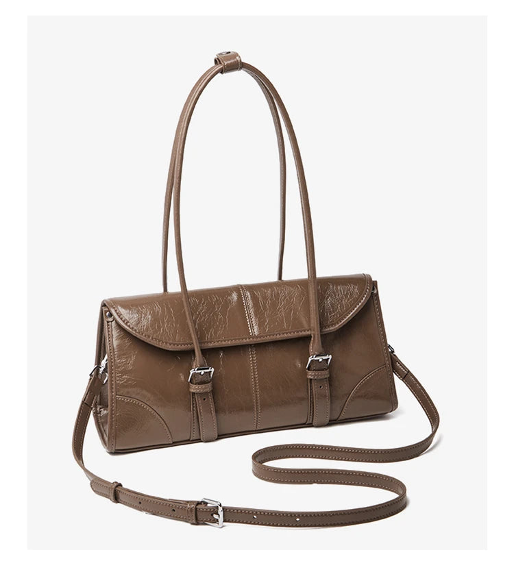 Women's Oversized Genuine Leather Retro Underarm Shoulder Bag