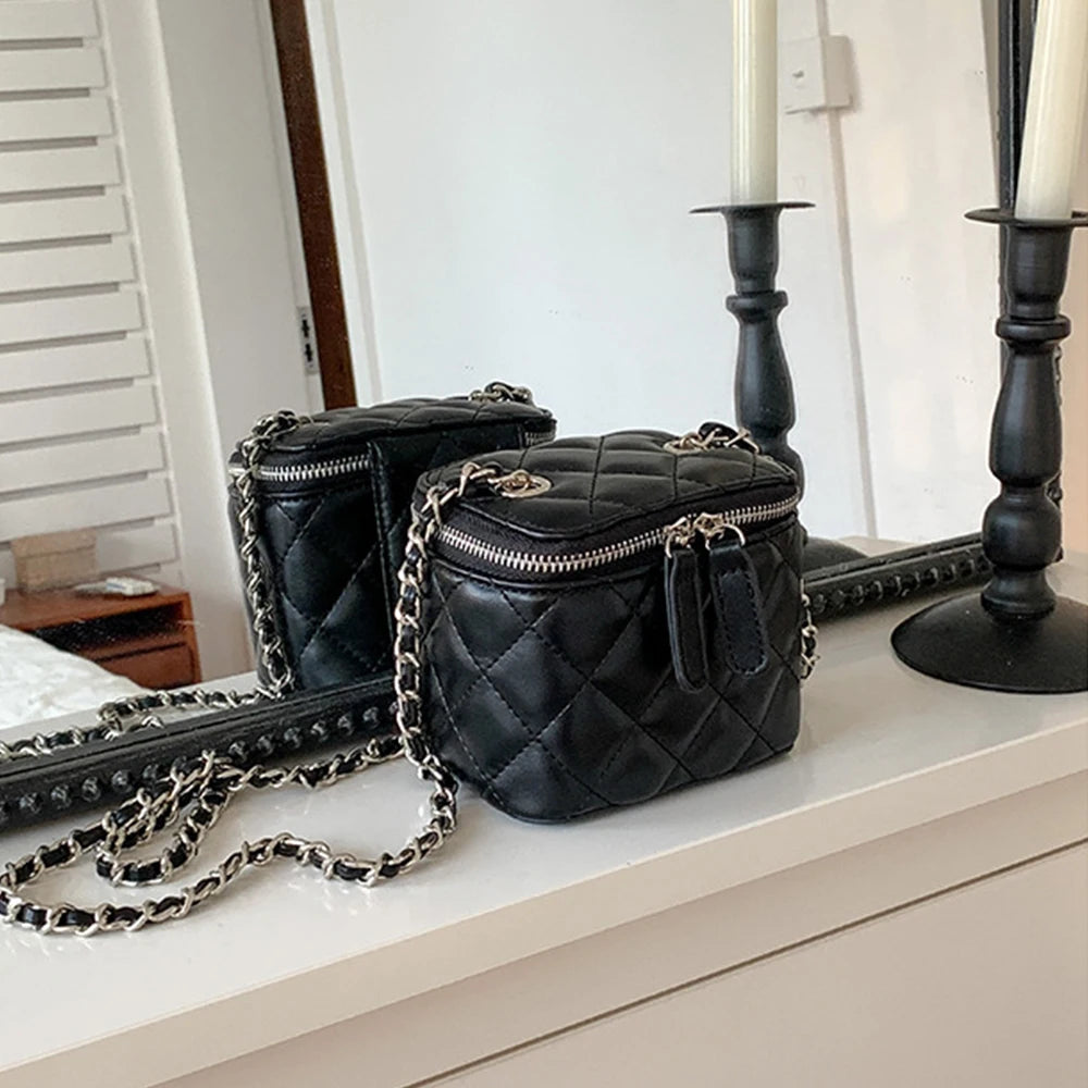 Mini Denim Chain Box Crossbody Bag