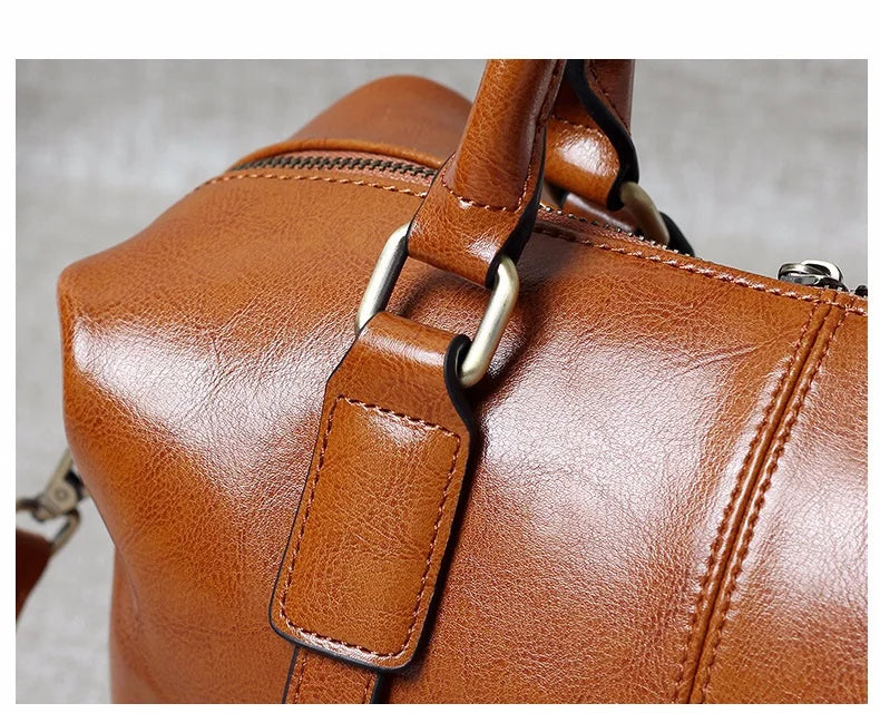 100% Genuine Leather Large Crossbody Shopping Tote