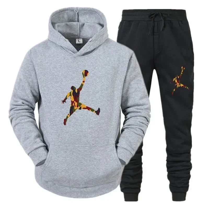 Men's Autumn Pullover Hoodie & Warm Pants Set