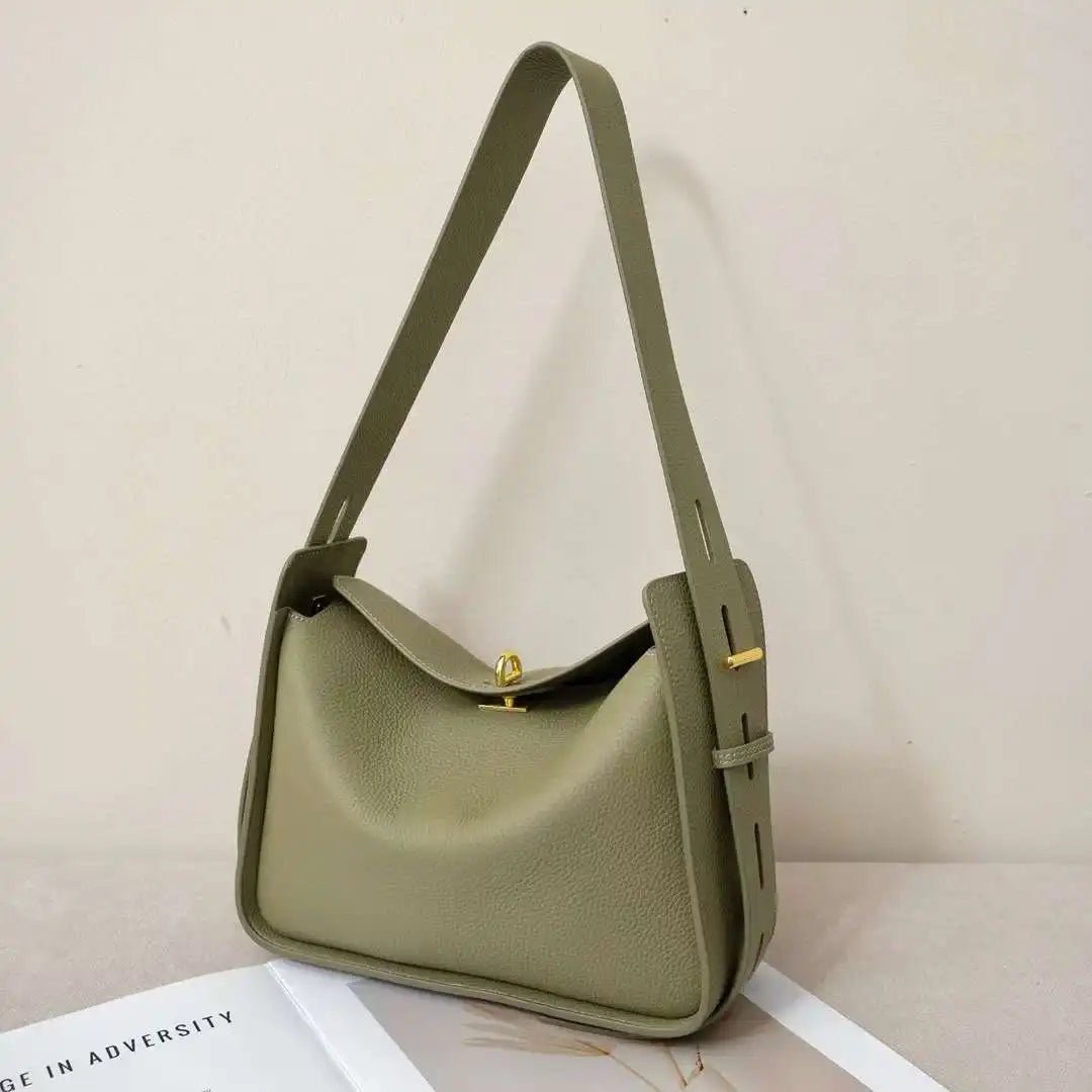 Niche Luxury Cowhide Wide Strap Large Capacity Shoulder Bag - Nitamoje